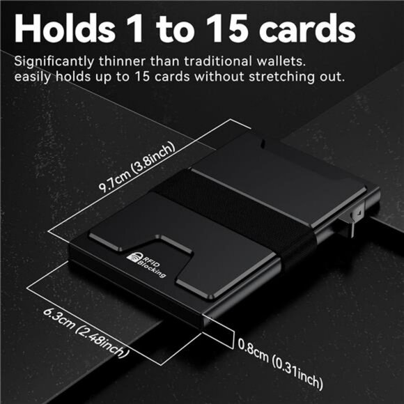 Slim RFID Blocking Wallet for Men Metal Pop Up Card Holder with Money Clip - Picture 2 of 8